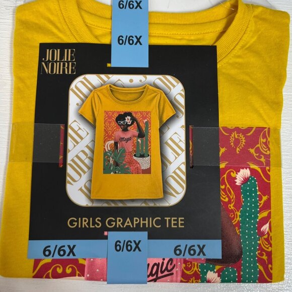 Jolie Noire Graphic Tee Tshirt Black is Beautiful Girls Yellow 6/6X New - Picture 2 of 6